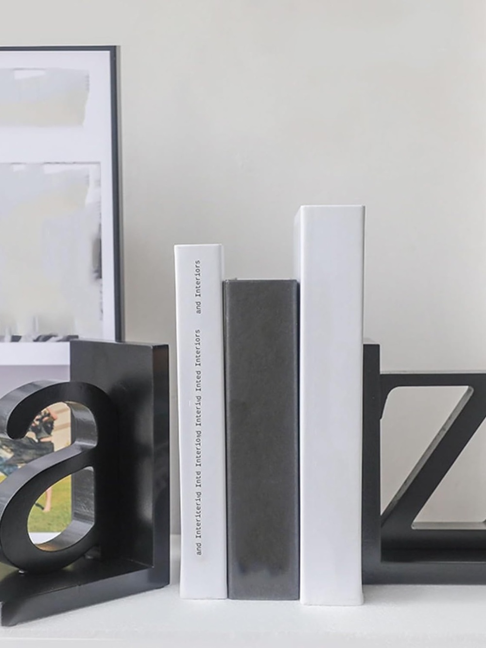 Stylish A-Z Letter Design Bookends, Creative Letter Bookend, Non-Slip Bookend